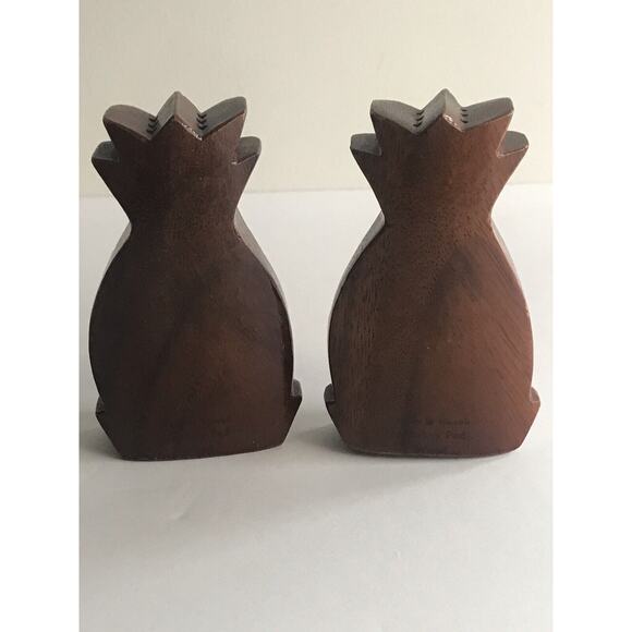 Vintage Hawaiian Monkey Pod Wood Pineapple Salt and Pepper Shakers Tiki Maui 4" - Picture 5 of 12